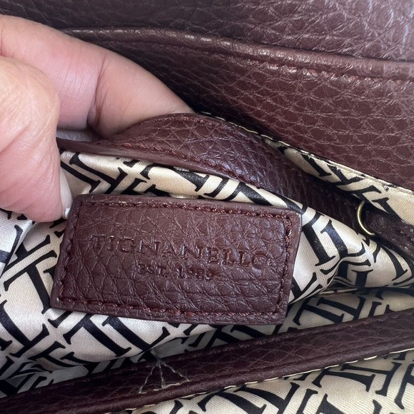 Tignanello Leather Crossbody Bag Medium Burgundy 3 Compartment All Zip - Picture 8 of 14
